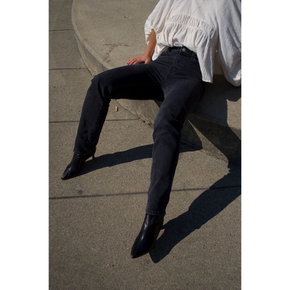 Rolla’s Original High Rise Straight Leg Jeans Washed Black Minimal - Picture 12 of 13